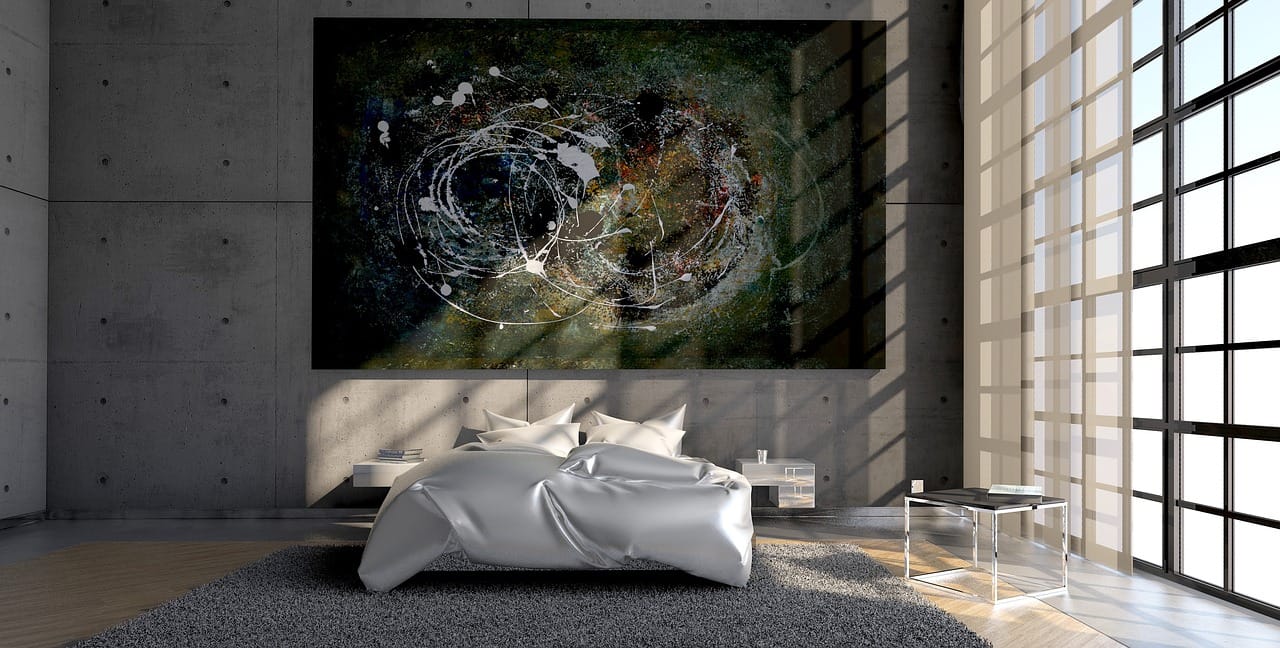 A dark room feels wrapped around you. A dark ceiling finishes the effect.