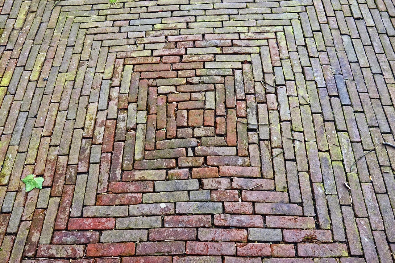 A patio from four hundred old bricks